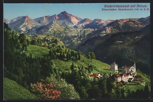 AK Niederrickenbach mit Brisen, Panorama mit Bergen