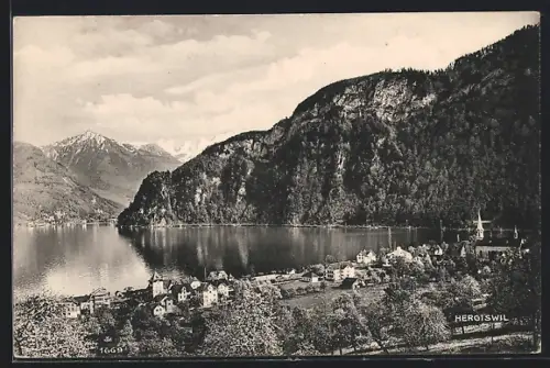 AK Hergiswil, Teilansicht mit Bergen