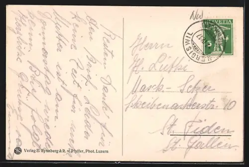 AK Hergiswil, Teilansicht mit Bergen