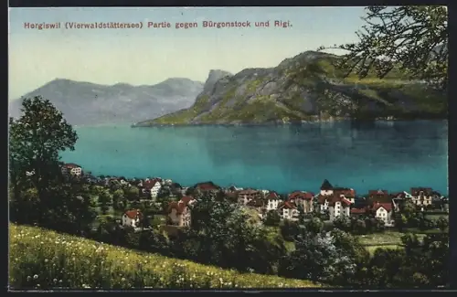 AK Hergiswil /Vierwaldstättersee, Partie gegen Bürgenstock und Rigi
