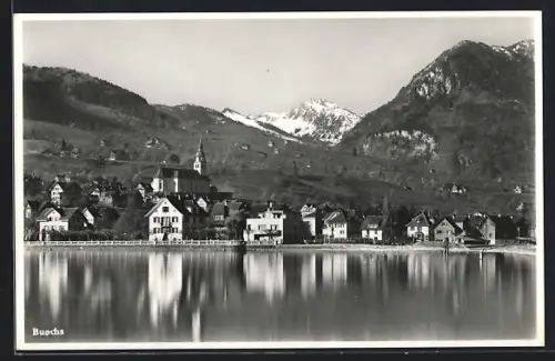 AK Buochs, Uferpartie mit Kirche