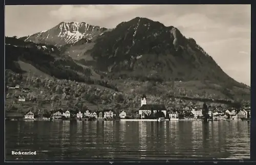 AK Beckenried, Teilansicht mit Kirche