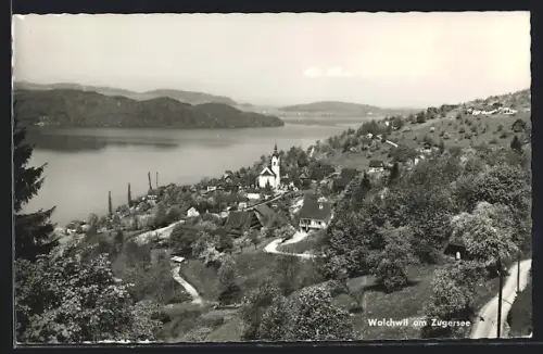 AK Walchwil am Zugersee, Teilansicht mit Kirche