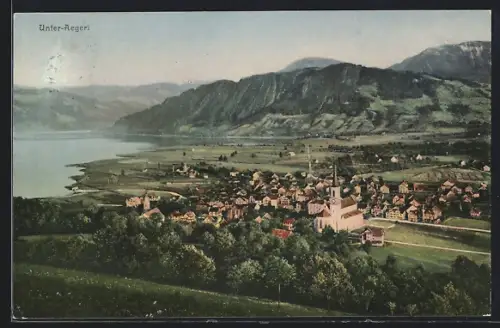 AK Unter-Aegeri, Teilansicht mit Kirche