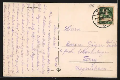 AK Unter-Aegeri, Teilansicht mit Kirche