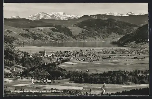 AK Unterägeri, Teilansicht vom Zugerberg aus mit Glärnisch