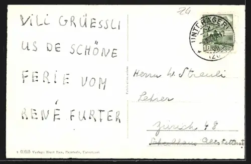 AK Unterägeri, Teilansicht vom Zugerberg aus mit Glärnisch