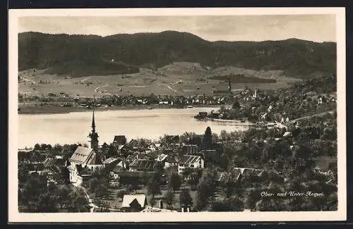 AK Oberägeri, Ober- und Unter-Aegeri, Teilansicht mit Kirche