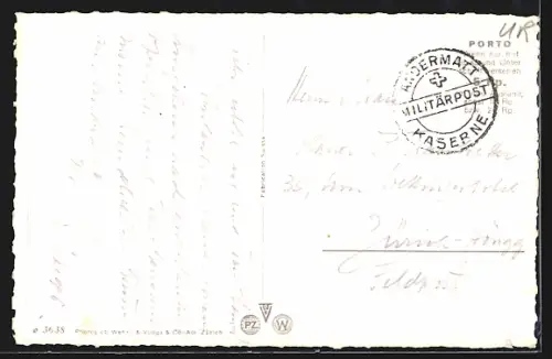 AK Andermatt, Teilansicht mit Oberalpstrasse