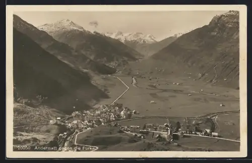 AK Andermatt, Teilansicht gegen die Furka