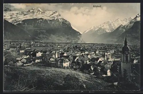 AK Altdorf, Teilansicht mit Kirche