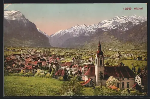 AK Altdorf, Teilansicht mit Kirche