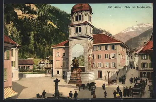 AK Altdorf, Platz mit Telldenkmal