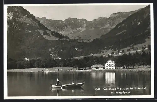 AK Klönthal, Gasthaus Vorauen mit Pragelpass