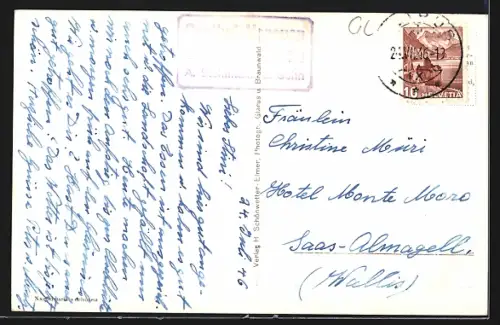 AK Klönthal, Gasthaus Vorauen mit Pragelpass