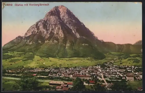 AK Glarus, Ortsansicht mit Vorderglärnisch