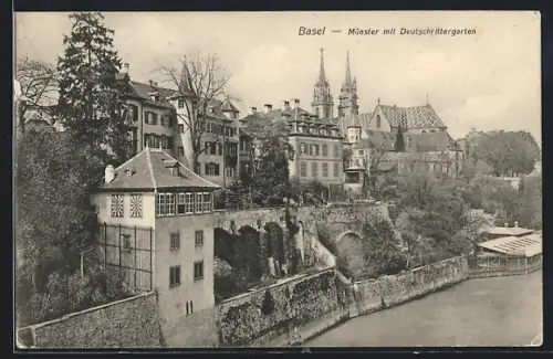 AK Basel, Münster mit Deutschrittergarten