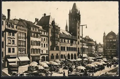 AK Basel, Marktplatz und Rathaus