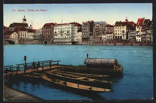 AK Basel, Häuser am Rhein