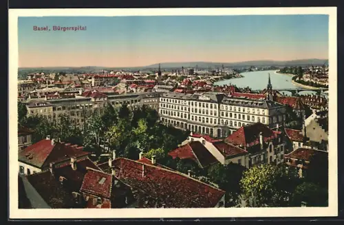 AK Basel, Bürgerspital aus der Vogelschau