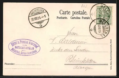 AK Melchthal, Ortspanorama mit Kirche