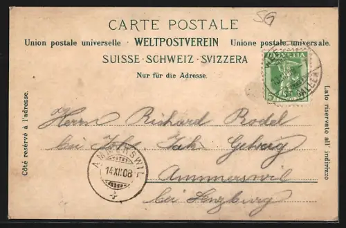 AK Weesen, Seepromenade mit Rautispitz und Glärnisch
