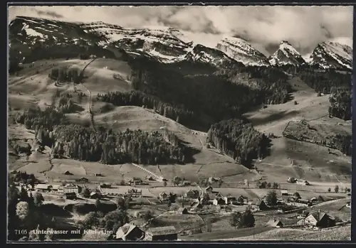 AK Unterwasser, Ortsansicht mit Churfirsten