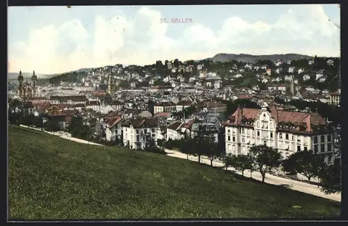 AK St. Gallen, Ortsansicht aus der Vogelschau