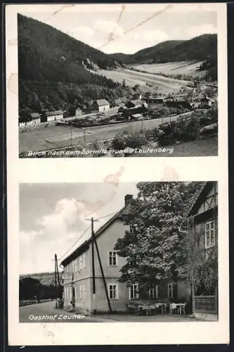 AK Hockeroda /Th., Gasthof-Pension Zeuner mit Strasse, Ortsansicht Sormitzgrund-Leutenberg