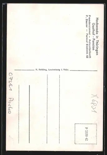 AK Hockeroda /Th., Gasthof-Pension Zeuner mit Strasse, Ortsansicht Sormitzgrund-Leutenberg