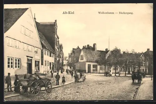 AK Kiel, Strassenpartie am Walkerdamm / Ecke Bäckergang