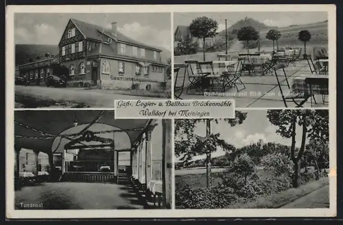 AK Walldorf / Meiningen, Landsberg & Gast- und Logierhaus Brückenmühle mit Gartenterrasse