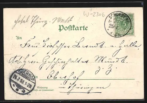 Lithographie Schönberg / Holstein, Hôtel Stadt Kiel und Kirche, Bahnhof, Strand