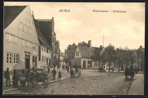 AK Kiel, Strassenpartie am Walkerdamm / Ecke Bäckergang