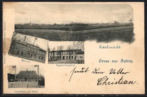 AK Satrup, Maierei, Pagels Gasthof, Gasthaus zur Post