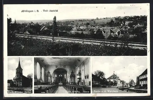 AK Jöhlingen i. B., Teilansicht, Kath. Kirche, Partie a. d. Walzbach
