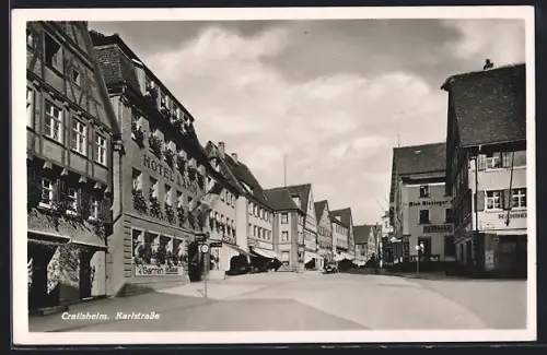 AK Crailsheim, Karlstrasse mit Hotel Lamm