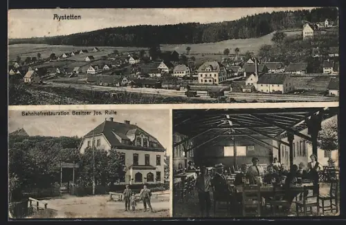AK Aystetten, Bahnhofsrestaurant von Jos. Rulle, Innenansicht, Blick nach dem Bahnhof