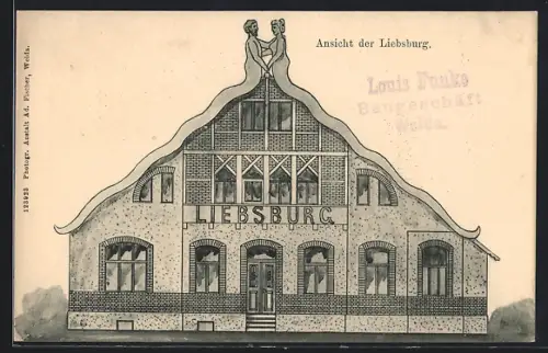 Künstler-AK Weida / Thür., Blick auf die Liebsburg