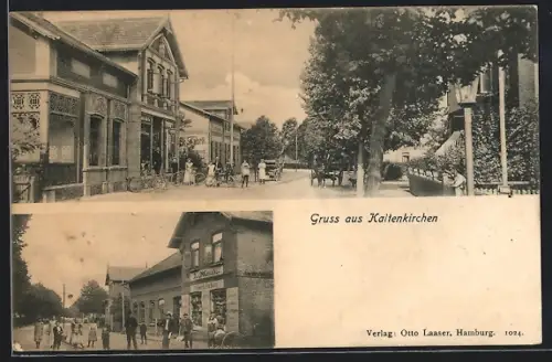 AK Kaltenkirchen, Strassenpartie und Geschäftshaus von Ernst Hohn