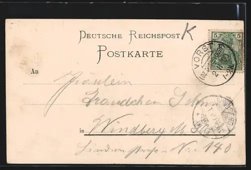 AK Vorst, Hotel Restaurant zur Post, Kirche mit Strassenbahn