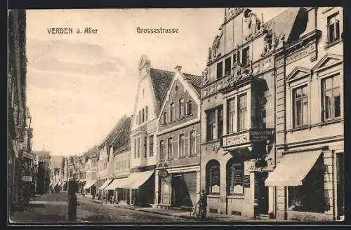 AK Verden a. Aller, Grossestrasse mit Geschäften