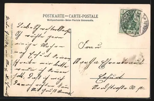 AK Neustadt /Orla, Passanten in der Karl Alexander Strasse