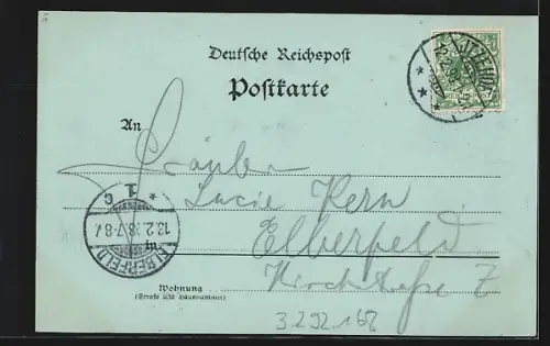 Mondschein-Lithographie Itzehoe, Strassenpartie mit Geschäften, Ortspartie im Winter