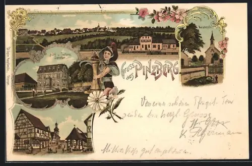 Lithographie Pinzberg, Hotel und Terrasse Zametzer, Mariakapelle