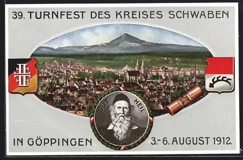 AK Göppingen, 39. Turnfest d. Kreises Schwaben 1912