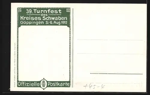AK Göppingen, 39. Turnfest d. Kreises Schwaben 1912