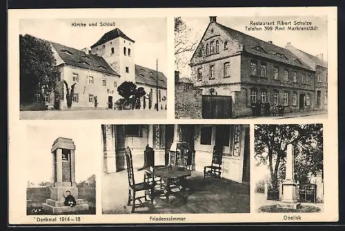 AK Altranstädt, Restaurant Albert Schulze, Kirche und Schloss, Inneres Friedenszimmer