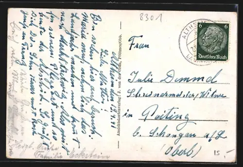 AK Altheim b. Landshut, Gasthaus Spitzauer, Handlung v. Seb. Weinzierl, Schule