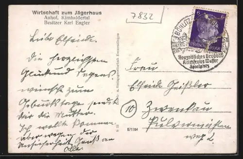AK Auhof /Kirnhaldertal, Gasthof zum Jägerhaus von Karl Engler